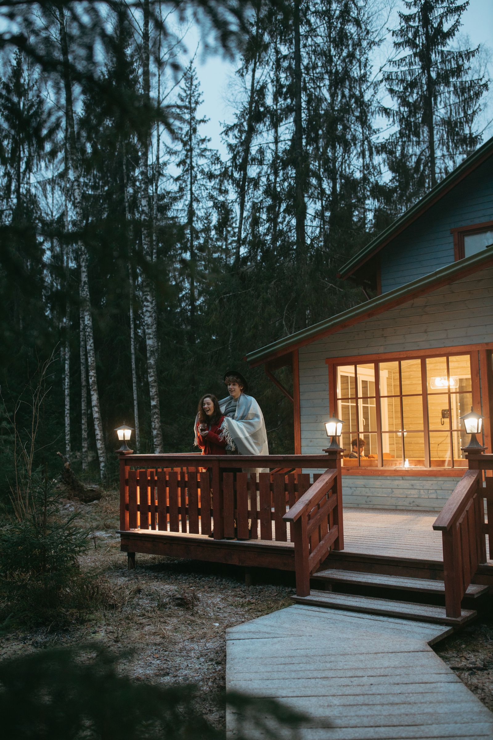 Balcon de chalet en hiver